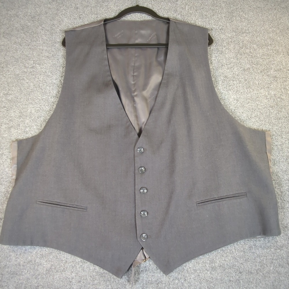 Caravelli Italy Mens Suit Vest Charcoal Grey Formal Waistcoat Size 54R LEO #2653